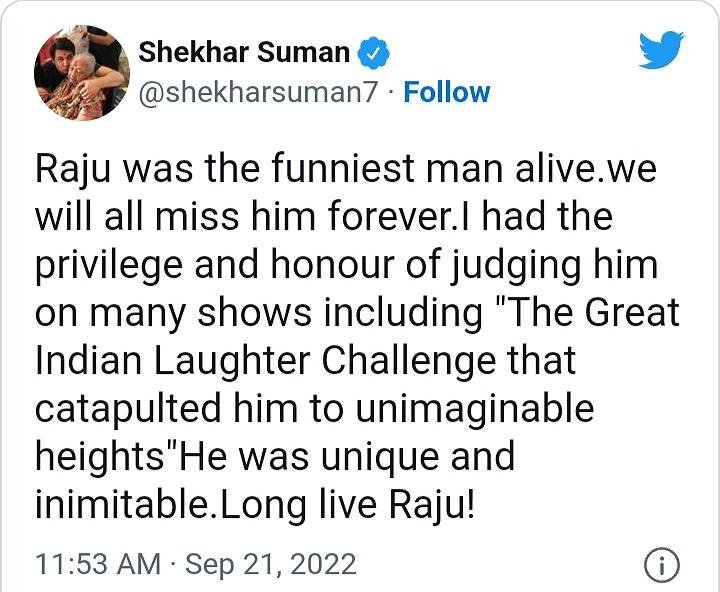 Shekar Suman tributed him