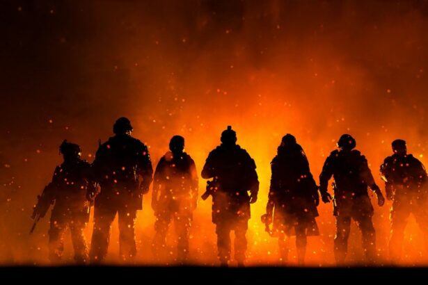 Dramatic lineup of action characters representing top-10-action-movies-on-ott with OTT interface and intense cinematic atmosphere