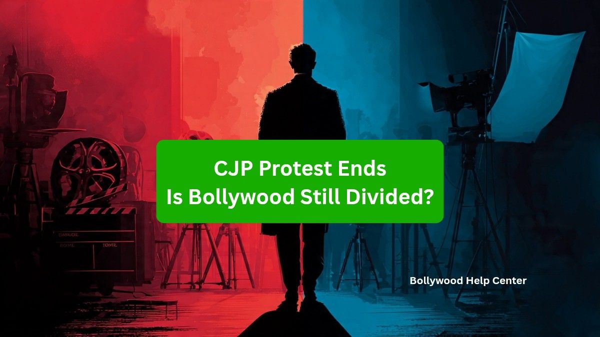 CJP Protest Ends – symbolic illustration showing Bollywood divided after the protest ended