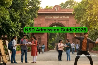 National School of Drama (NSD), New Delhi campus with aspiring acting students practicing theatre.