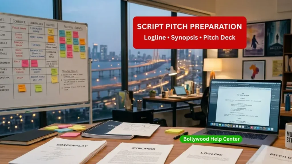 Screenwriter preparing a script pitch roadmap for Bollywood producers