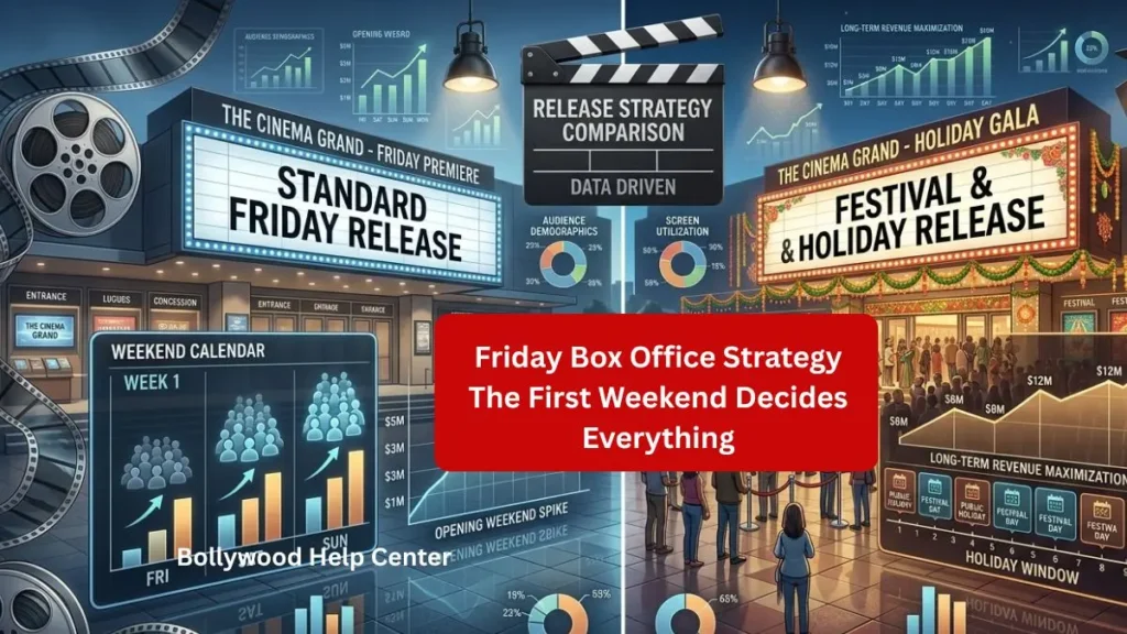 Comparison of Friday release and holiday release strategy in Bollywood movies.